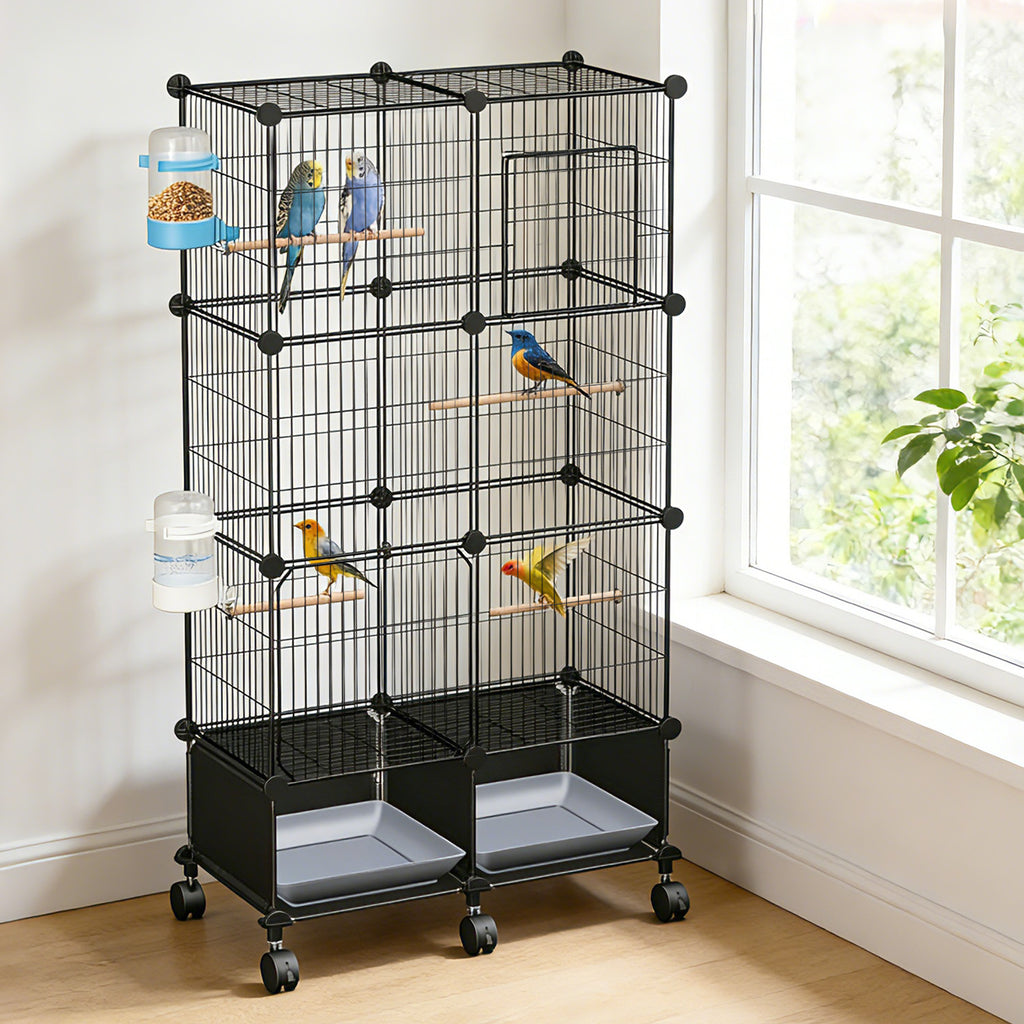 1Pc 46in Bird Cage Spacieuse maison d'oiseaux d'intérieur pour animaux de compagnie avec 4 perches en bois 2 plateau coulissant 2