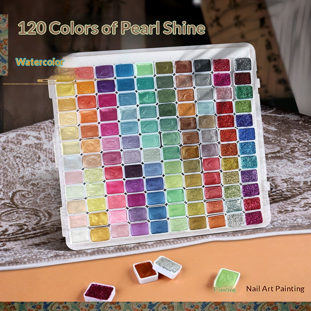 Solid Pearlescent Aquarelle peinte à la main Nail Art pigment métallisé en 120 couleurs
