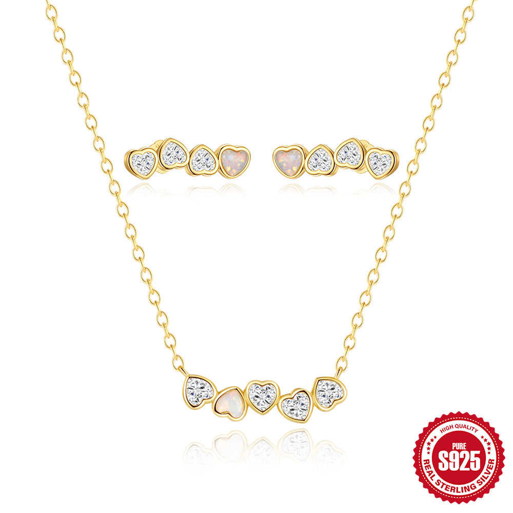 S925 Collier et boucle d'oreille en argent sterling
