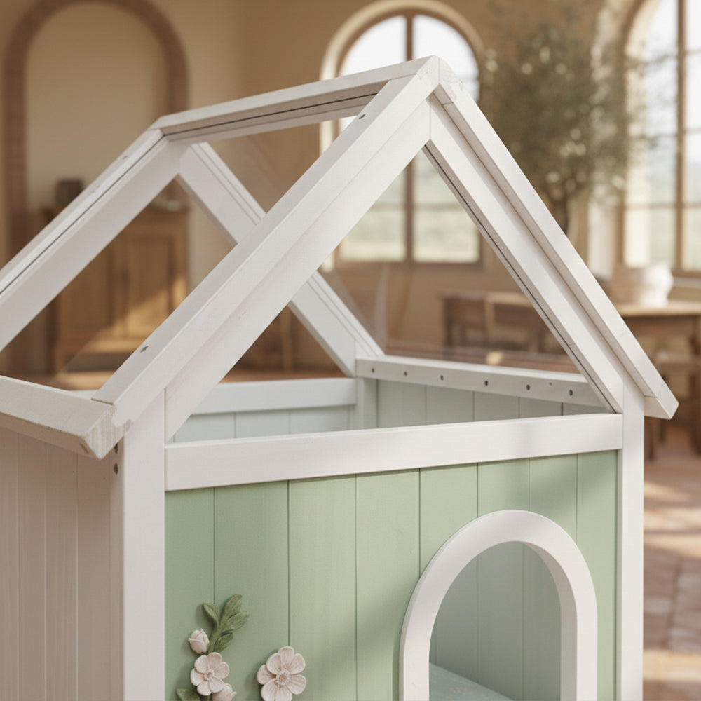 SAGE Cèdre certifié FSC Maison de chat intérieure avec toit en acrylique clair – Maison de chat en bois pour S