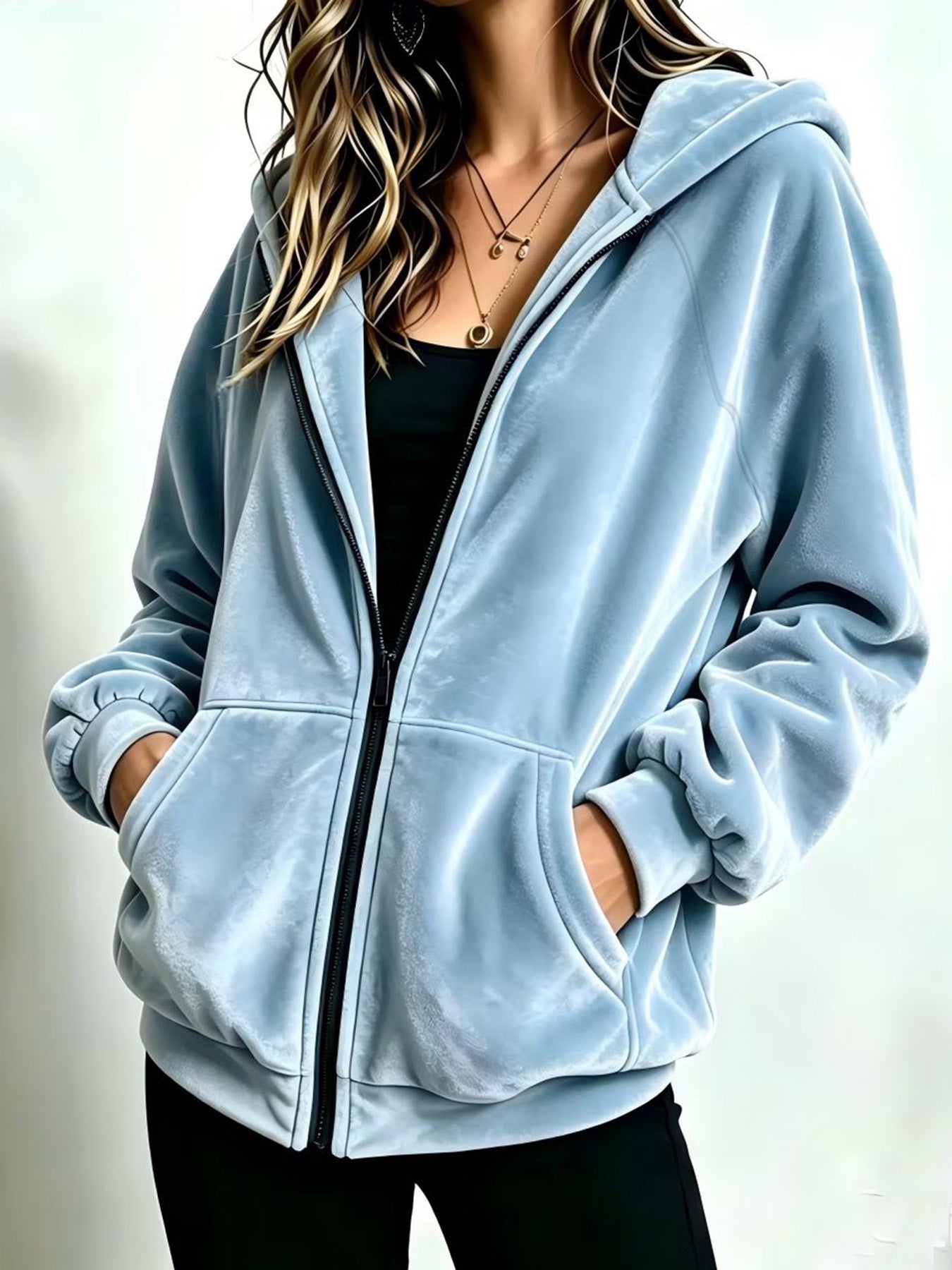 Sweatshirt casual à capuche Zip-up Designer Femmes