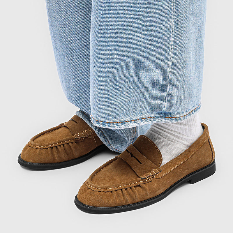 Chaussures plates plissées à la main pour hommes