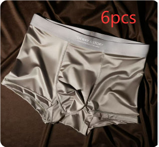 Ice Silk Hommes Sous-vêtements Light Luxury Satin Boxers