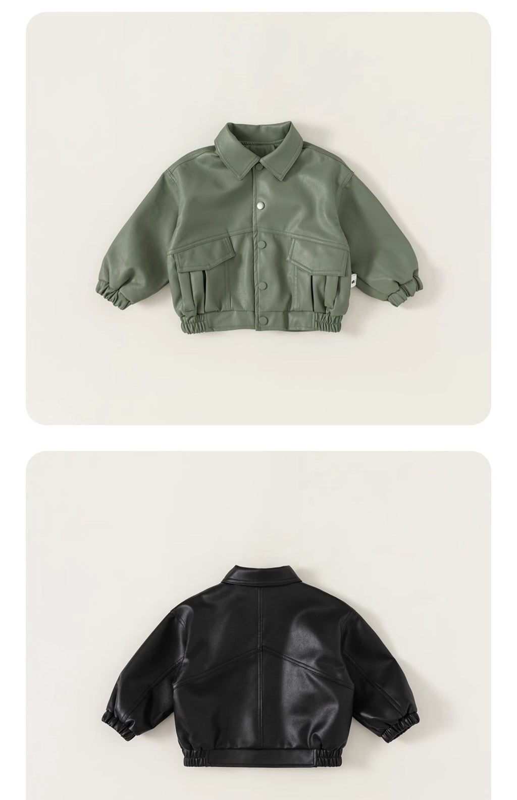 Manteau d'automne en cuir pour enfants
