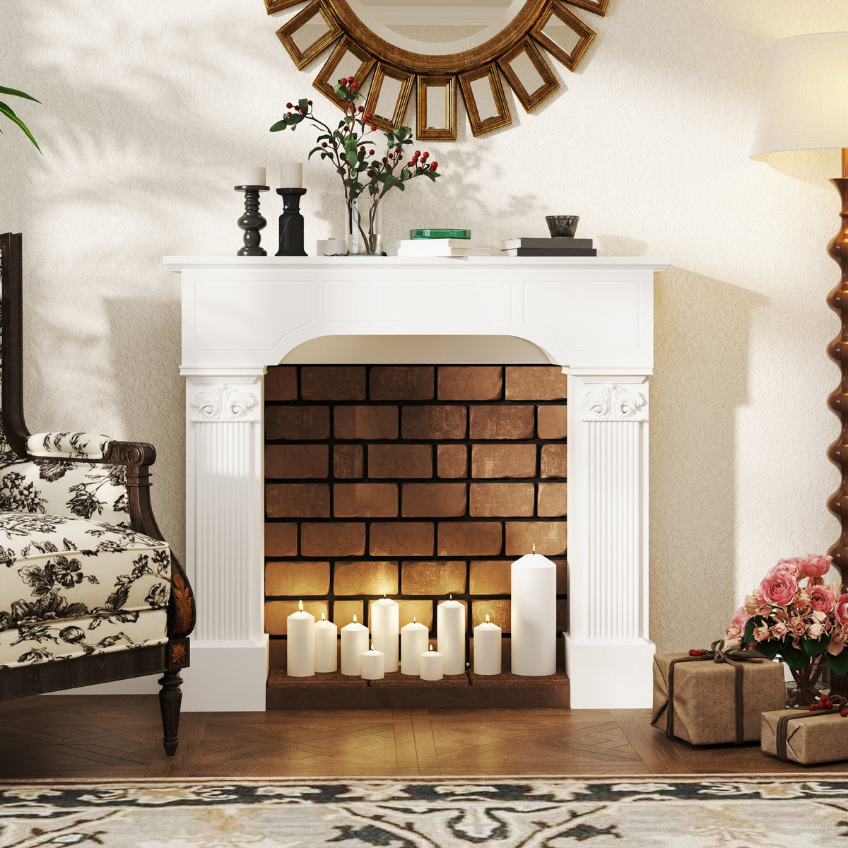 Baroque mantel drape