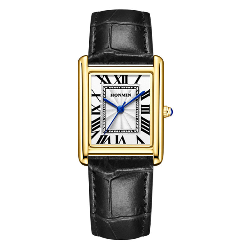 Bracelet de montre en cuir de couple simple carré montre étudiante étanche