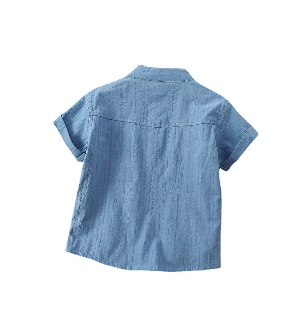 Simplicité d'été de garçon Chemise en couleur solide manches courtes