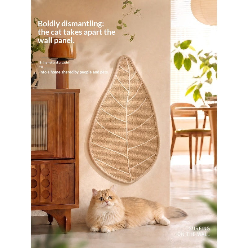 Mat de craquage de chat sisal en forme de feuille de bois naturel de style nordique