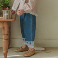 Patchwork en dentelle douce Brodé fraise Jeans occasionnels
