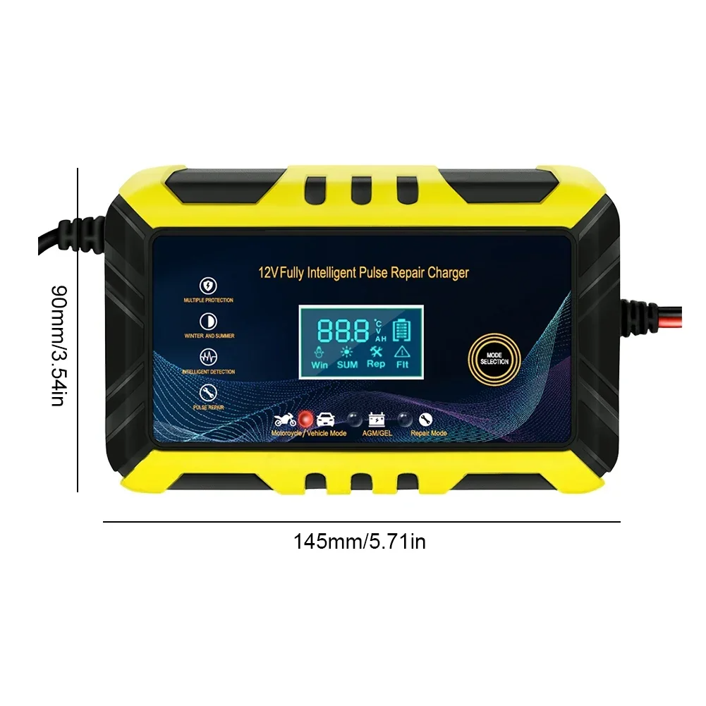 Chargeur de batterie de voiture 12V 6A Pulse Réparation LCD Chargeur de batterie automatique intelligent GEL Le