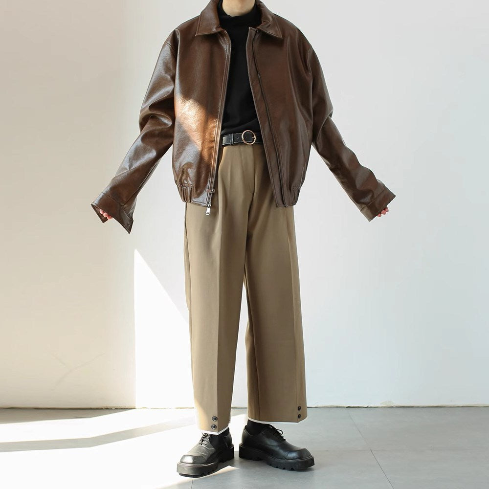 Manteau en cuir personnalisé rétro homme
