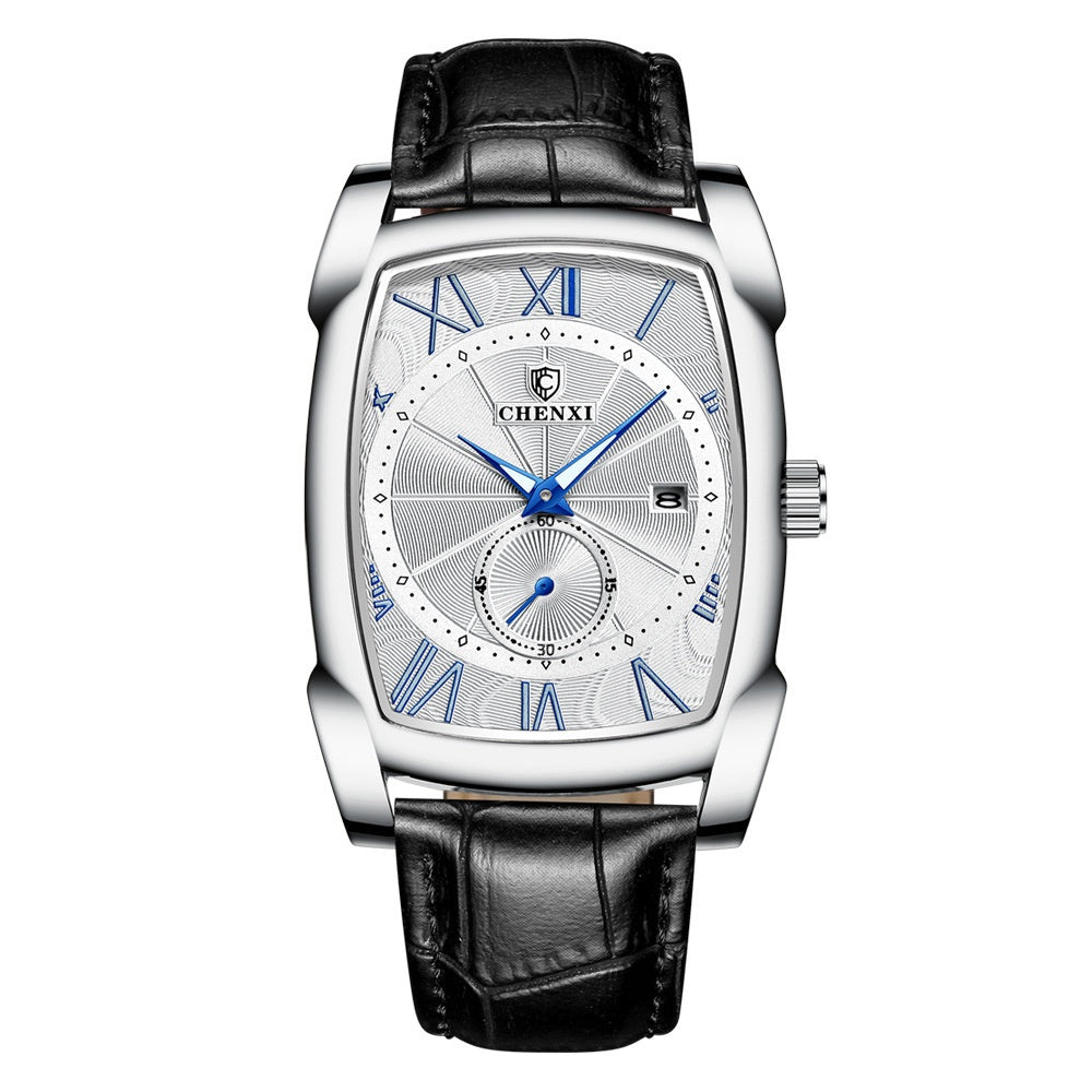 Carré hommes calendrier lumineux Mode Quartz montre