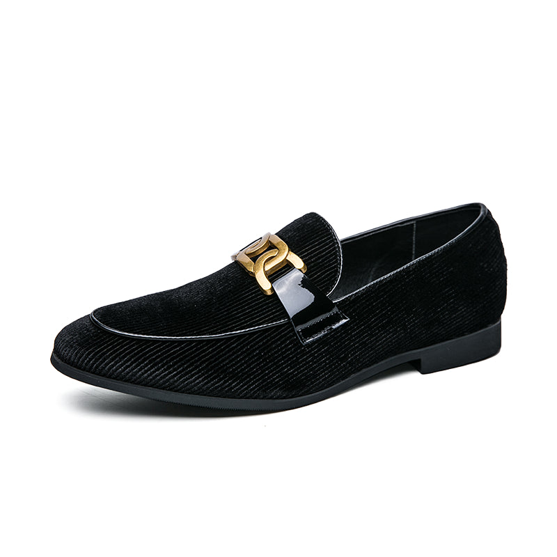 Hommes Plus Taille Corduroy Chaussures en cuir Pointed Toe