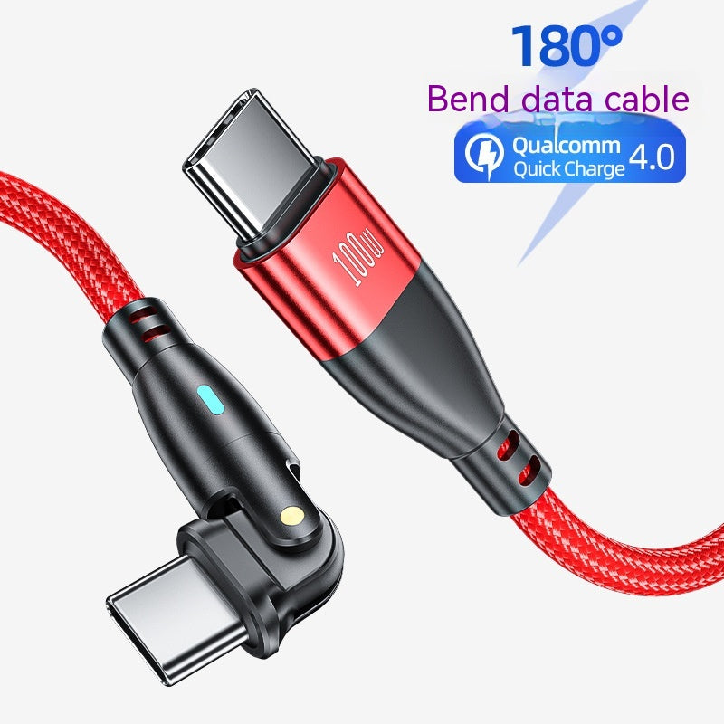 PD100W Ligne 180 Degree Rotating Type-c Applicable Notebook Elbow 5A Câble de recharge