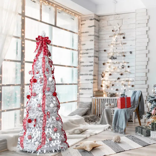 6 FT Arbre de Noël pré-éclairé entièrement décoré