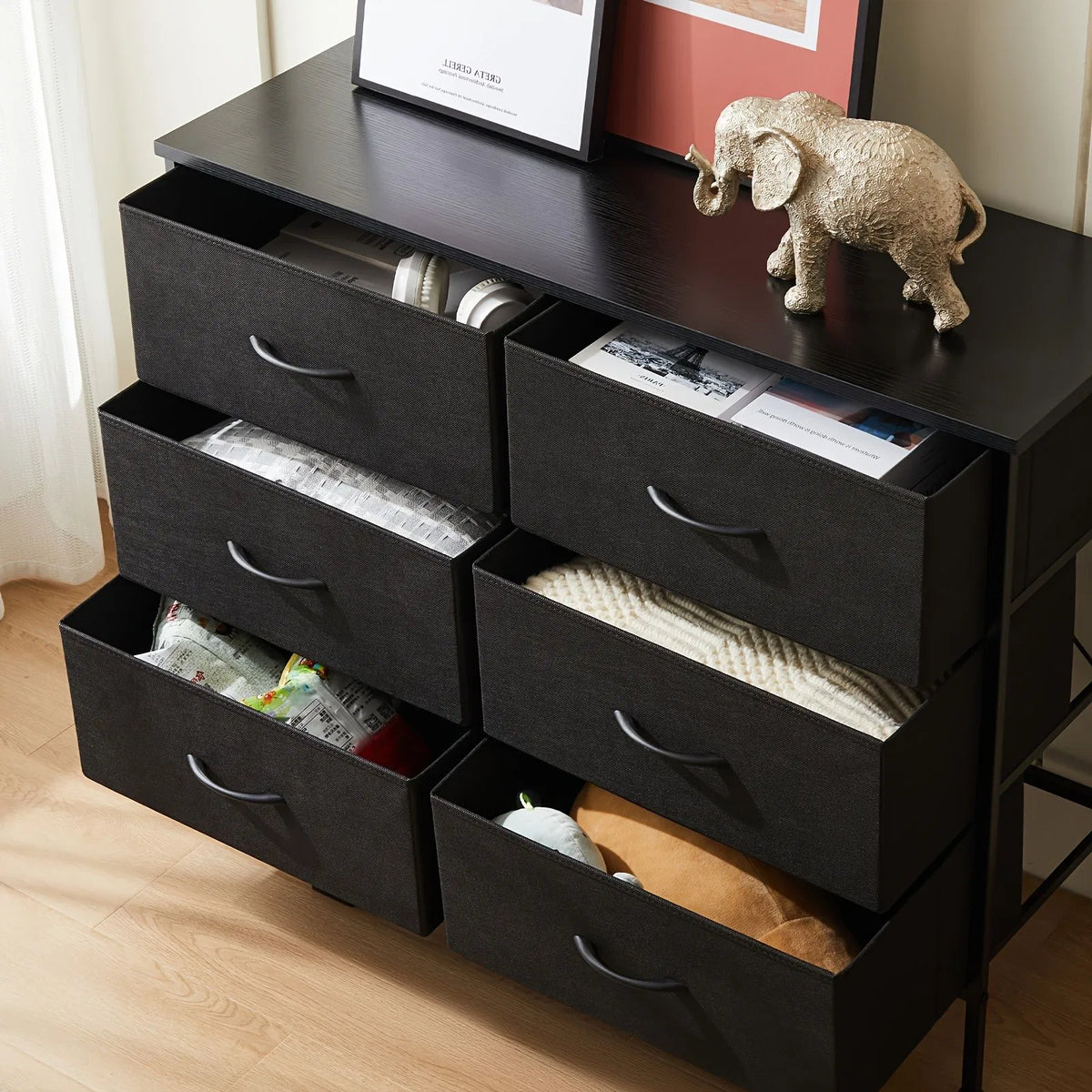 Desser pour chambre à coucher avec 7 tiroirs de tissu Rangement organisateur Clotes de poitrine pour vivre