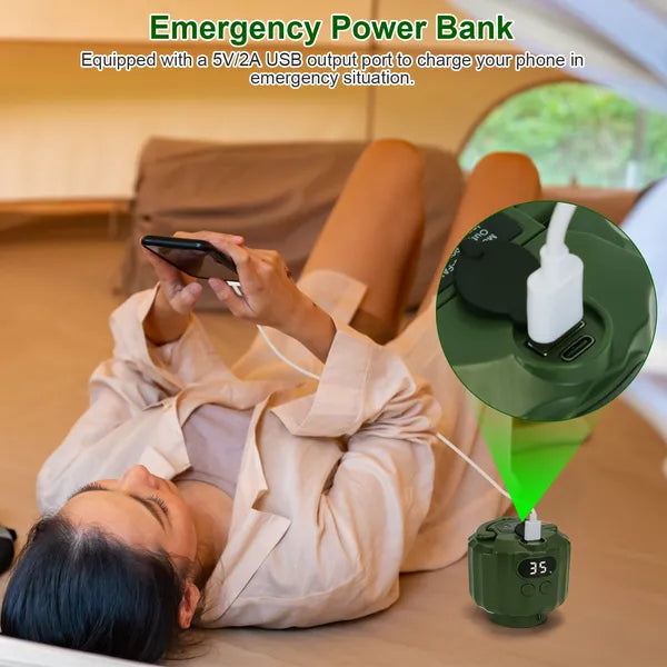 Ventilateur de plafond de camping portable LED 10400mAh Batterie USB Powered Tent Lantern Fan Pow