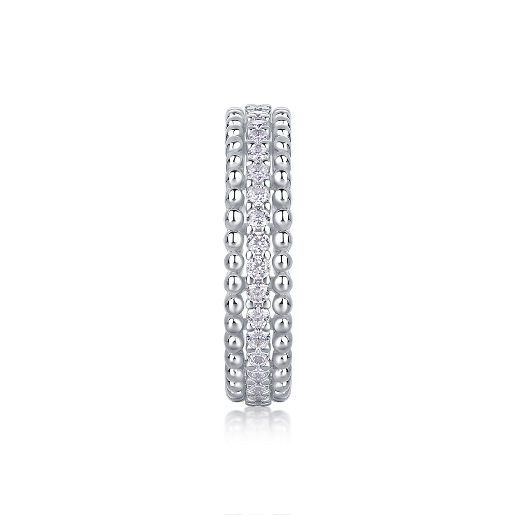 S925 Argent 2.4g Anneau de Moissanite plaqué platine