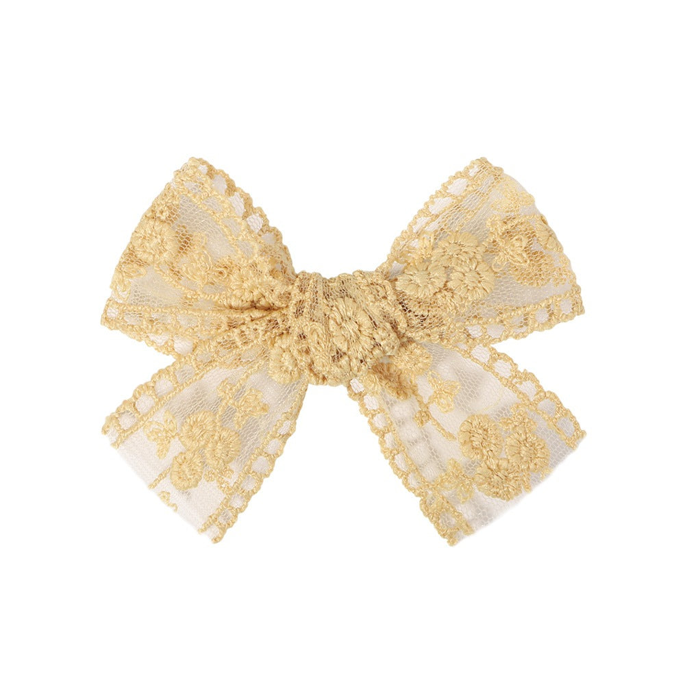 Barrettes de broderie en dentelle pour enfants Bow