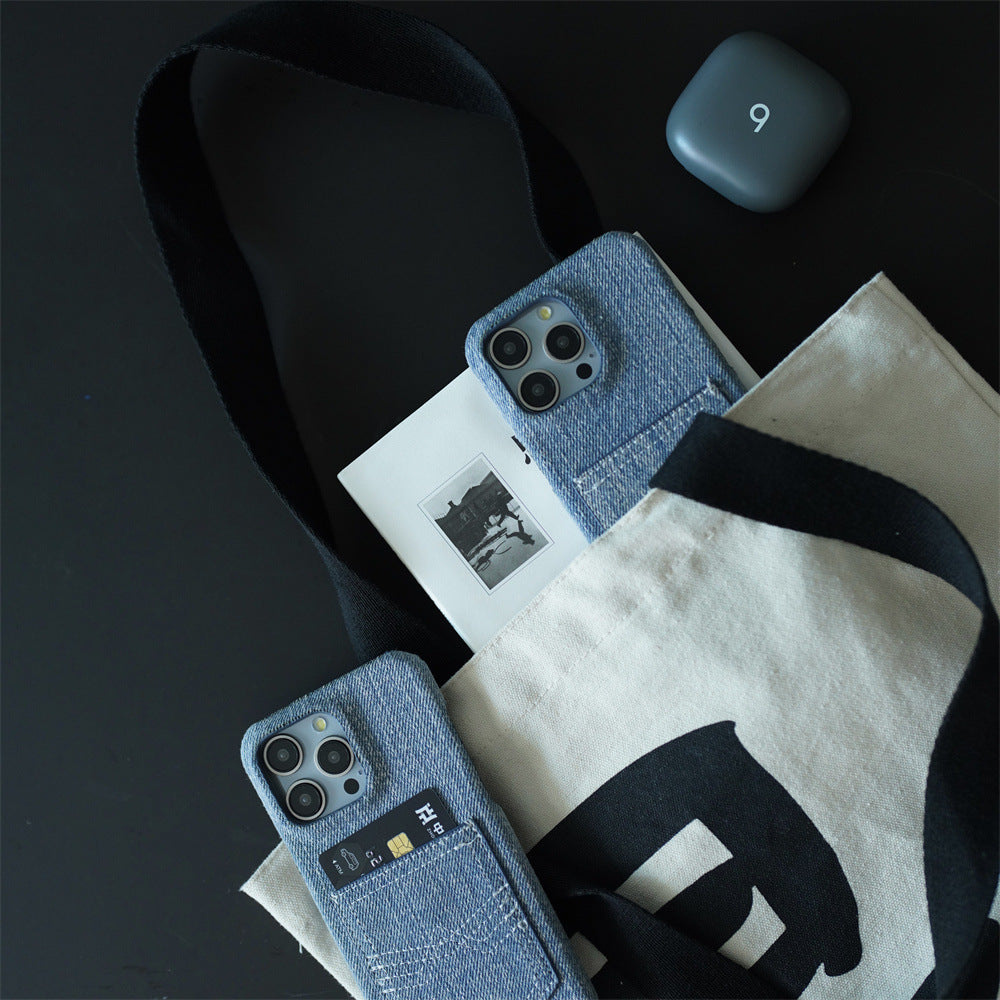Denim Insert Card Oil Edge Phone Case