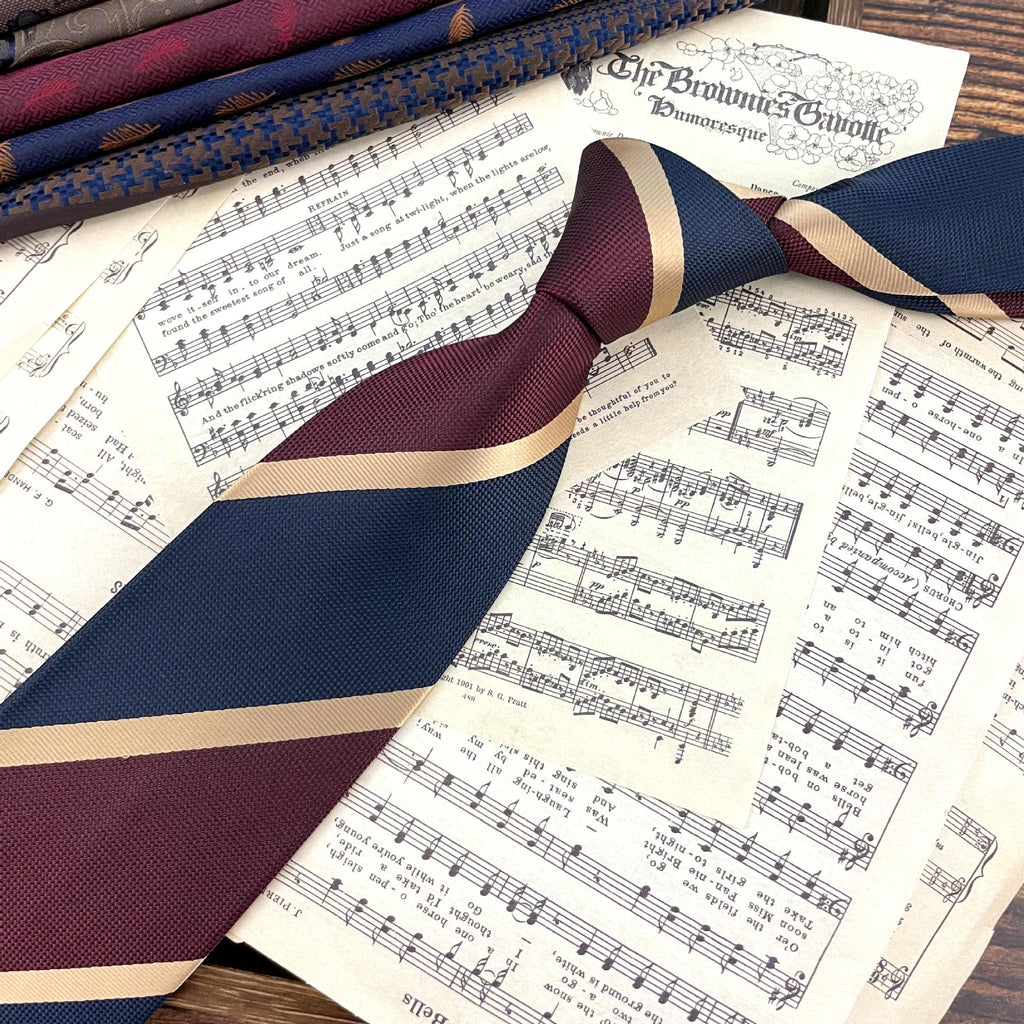 Retro Coffee Color Orange Red Striped Tie Hand Hit 8CM Hommes