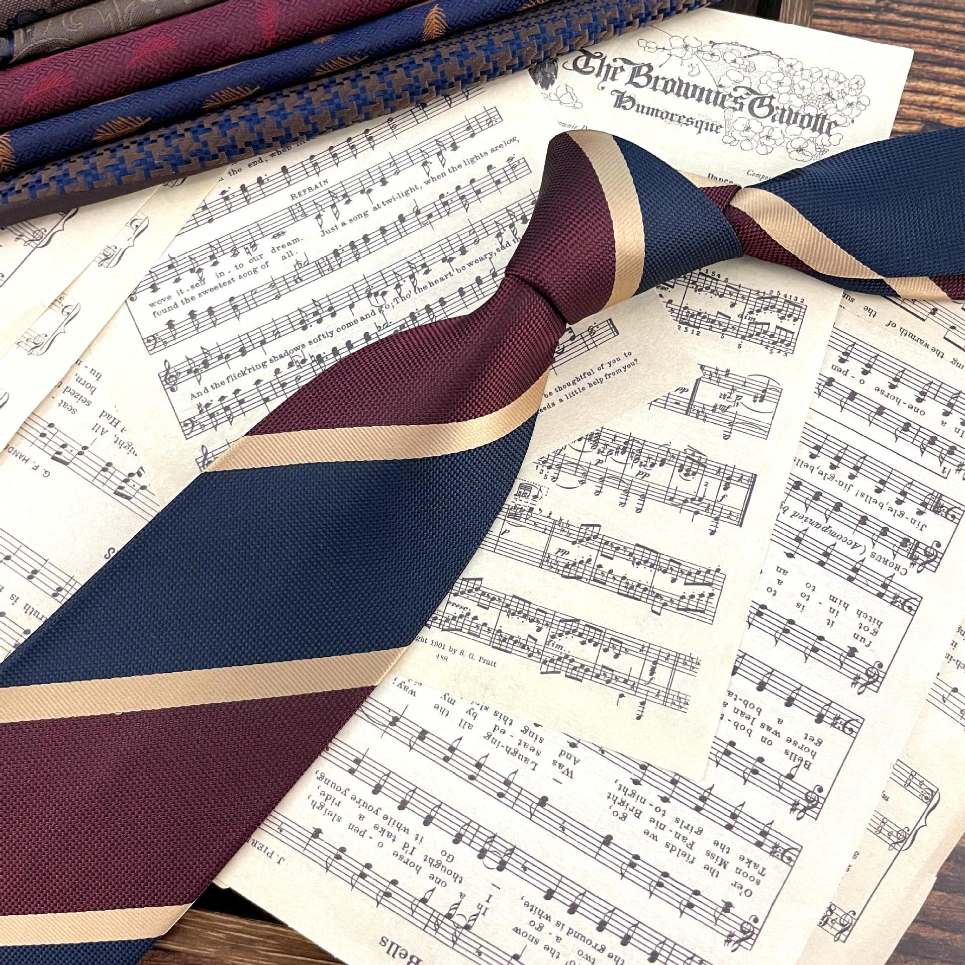 Retro Coffee Color Orange Red Striped Tie Hand Hit 8CM Hommes