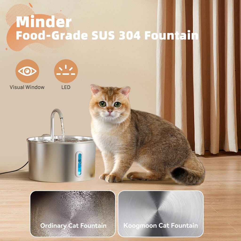 Fontaine d'eau en acier inoxydable Cat avec circulation automatique et filtration intelligente