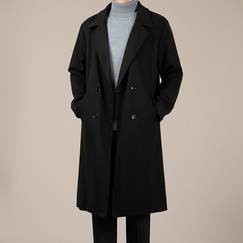 Autumn and Winter Trench Men's Mid-long Woolen Korean Coat