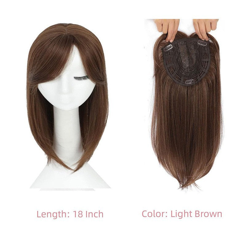 Coiffure longue droite moyenne femme - Coiffure synthétique pour couvrir les racines grises
