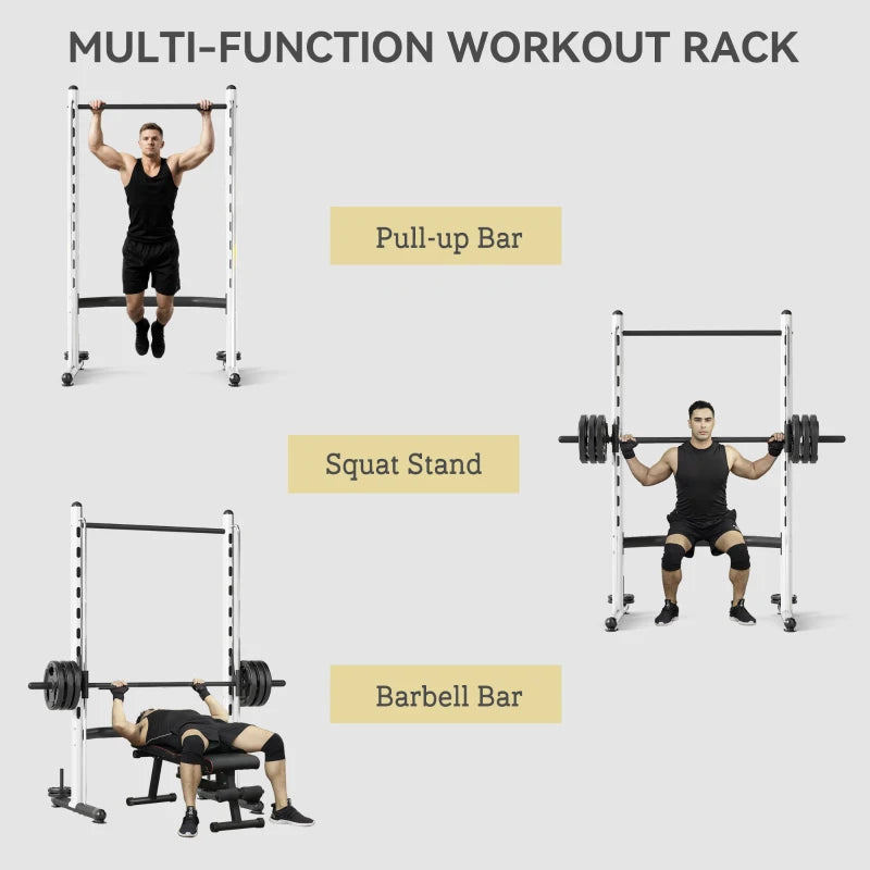 Rack de squat avec barre de traction et barre de Barbell réglable de banc presse multi-fonction poids L