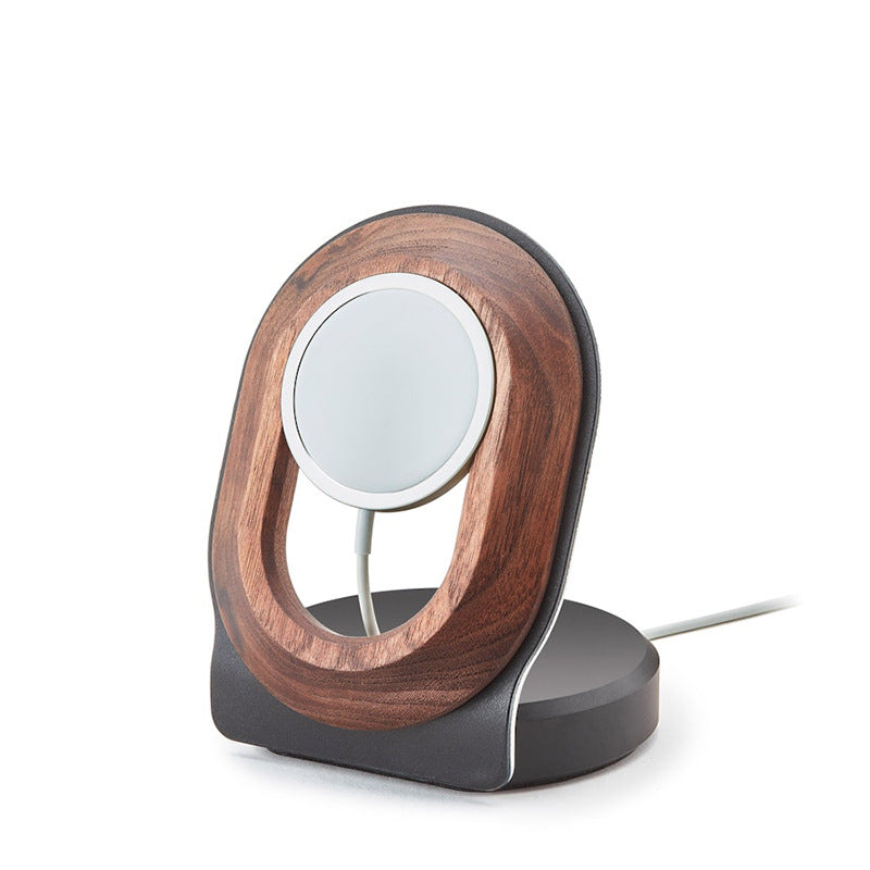 Noyer Magsafe Support de charge magnétique sans fil Téléphone mobile Base en bois massif