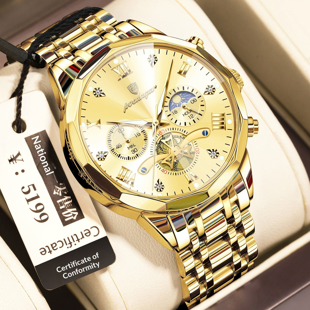 Montre Quartz multifonctionnelle imperméable pour hommes