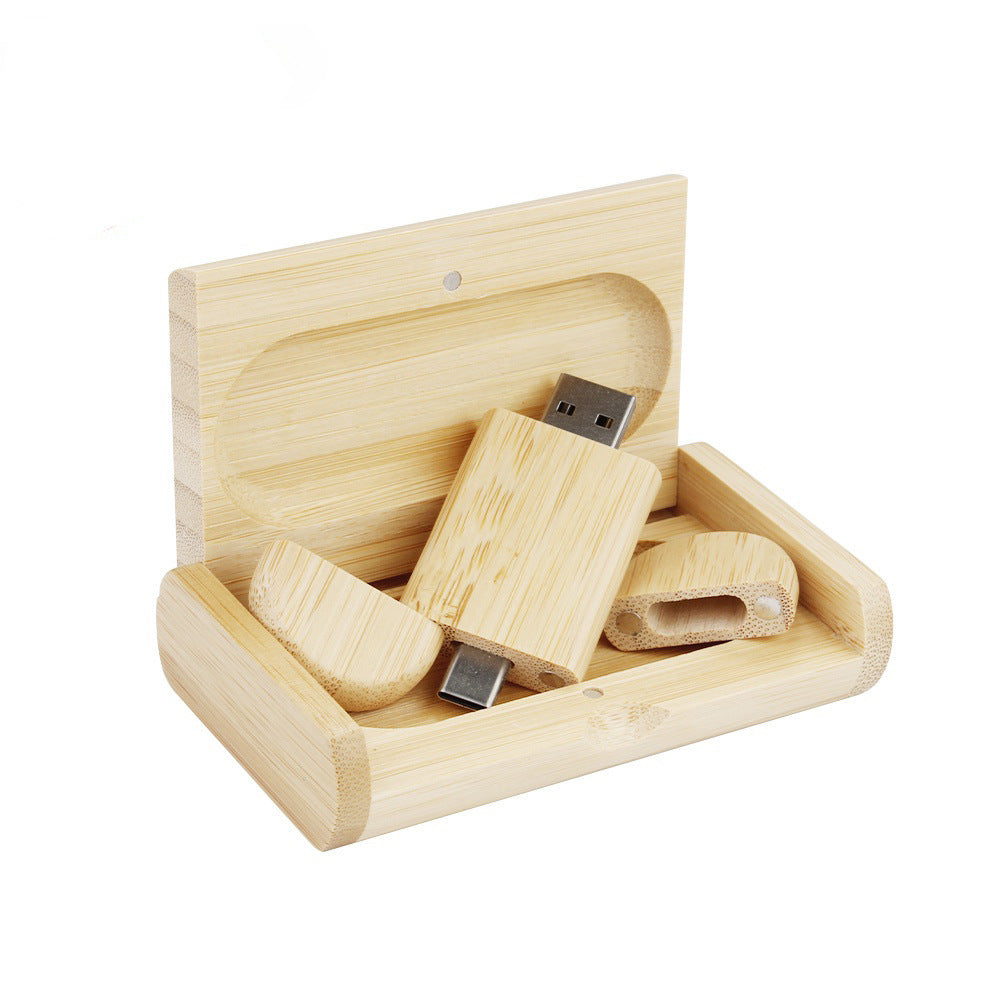 Boîte à érable en bois sculpté 2 en 1 téléphone portable U-disque TYPE-C