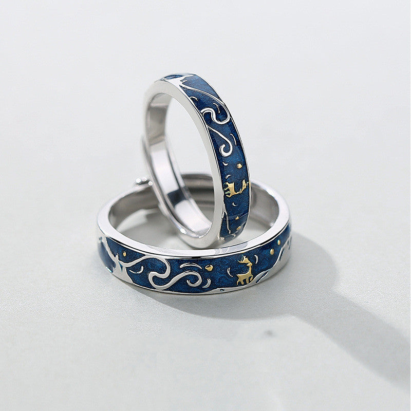 Un cerf a votre bague d'amour de renne Star Sky