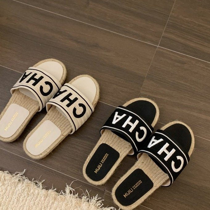 Femmes Fée Style Flat Slippers Summer Outdoor Fashion One Strap Sandales pour la robe