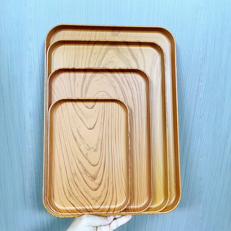 Plateau de grain de bois d'imitation-carré de 37,7 * 26,7cm de couleur de bois-pp-1 pièce