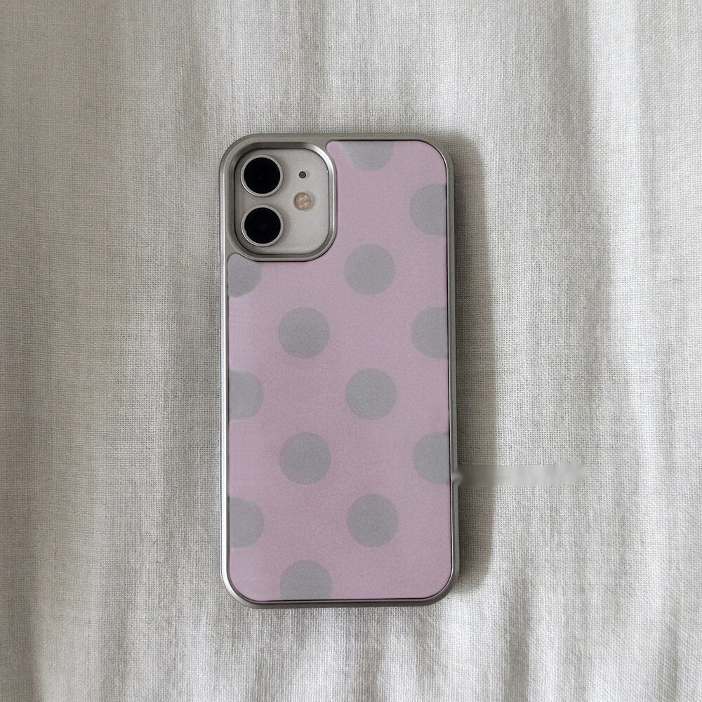 Boitier de téléphone retro à point Polka Premium avec une bordure argentée