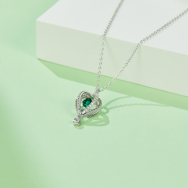 S925 Collier de coeur émeraude en argent 2,5g 0,52ct