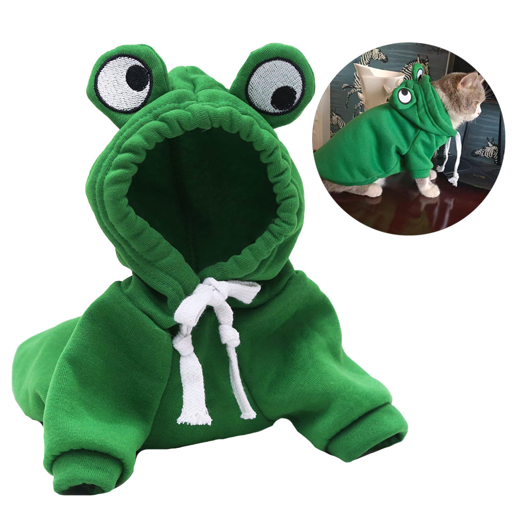 Doucement chaud vêtements de chat pour petits chiens chats drôle Halloween Cosplay Frog costume Kitten Crea