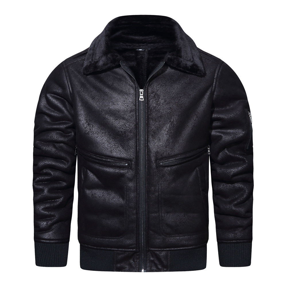 Veste de cuir et de fourrure d'automne et d'hiver pour hommes