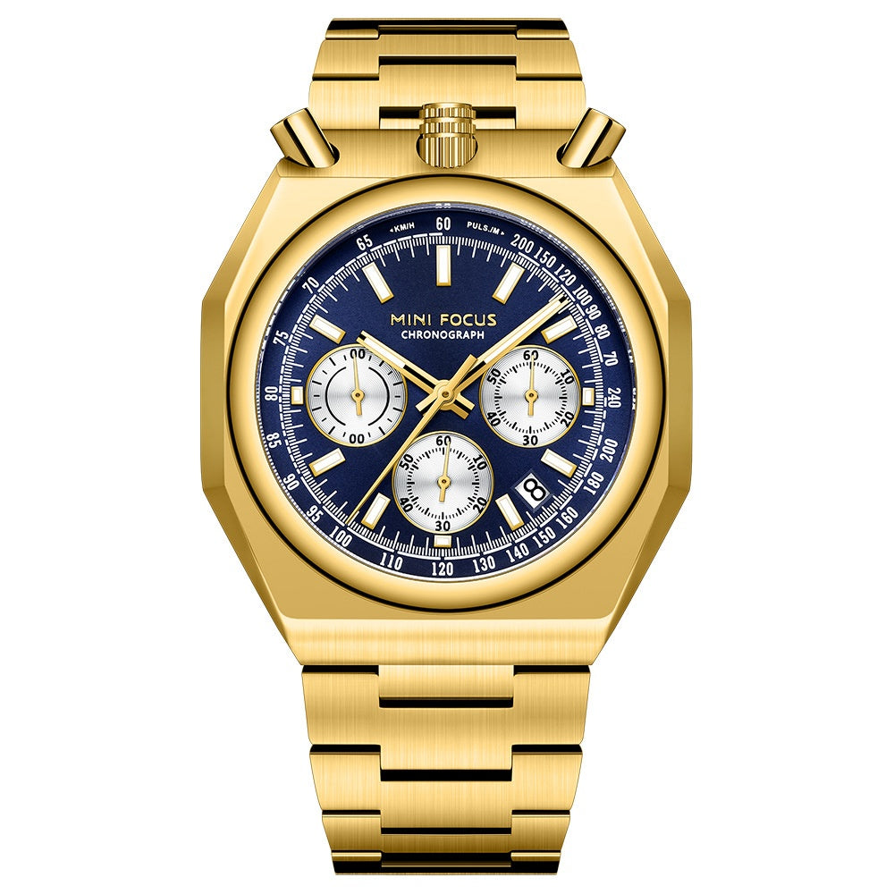 Ceinture en acier pour homme Rétro Montre Quartz multifonction