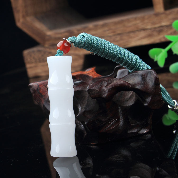 Xinjiang Platinum Silk Jade Pendentif Jade blanc naturel Safe Buckle Bamboo Section No-good