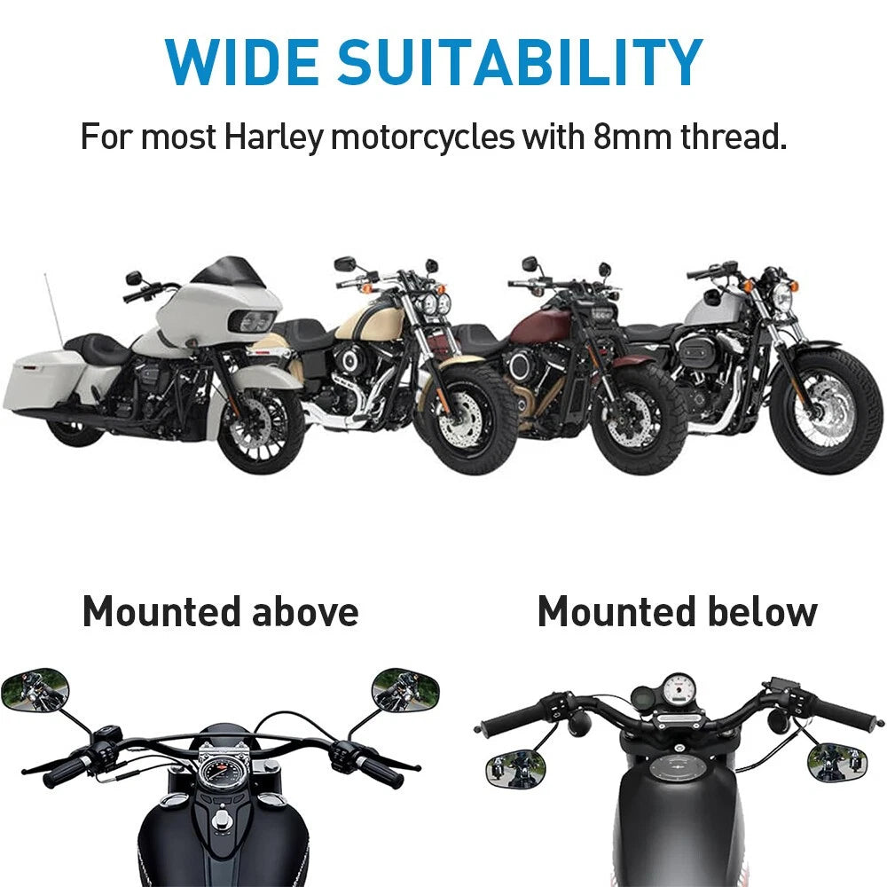 Rétroviseurs de la moto noire pour Har Ley D Avidson Sportster XL 1200 Iron 883
