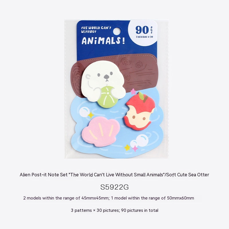 Carte d'amour Le monde ne peut pas être sans petit animal en forme Sticky Note Set Student Memo Mes