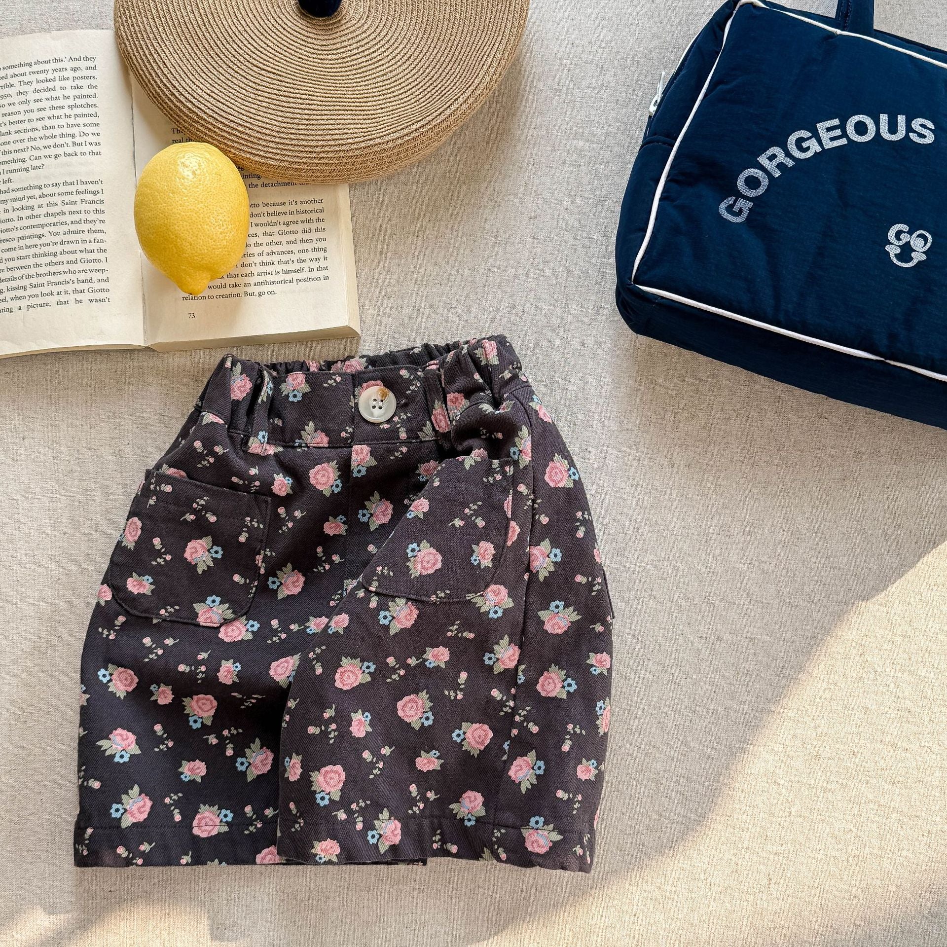 Short de coton lavé d'été Pantalon de fille
