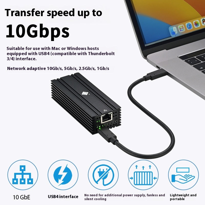Leyu USB4 Nic 10G Compatible avec le port électrique Lightning 10 Gigabit