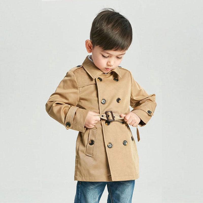 Manteau de trench de printemps pour enfants mi-longueur