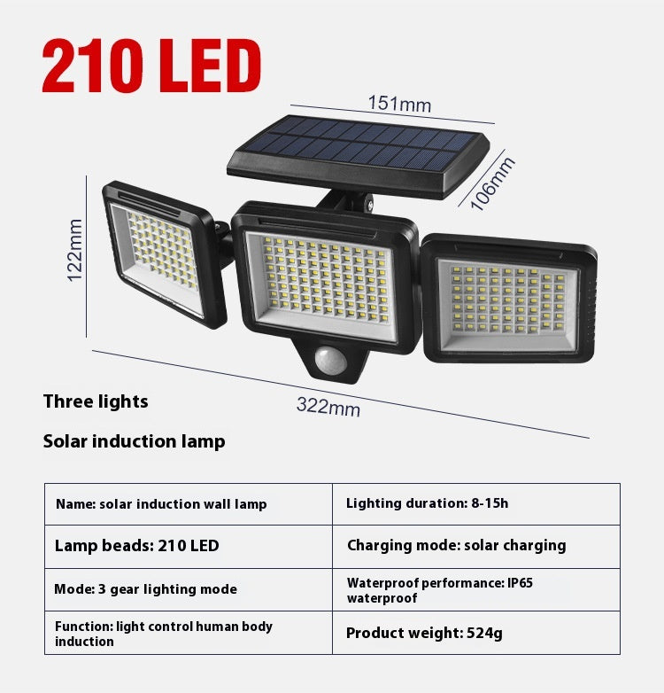Induction intelligente de la lampe murale solaire extérieure