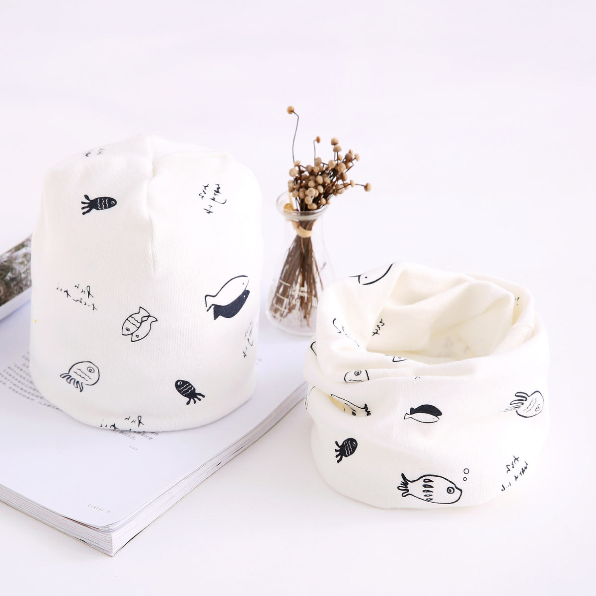 Arrivée de l'automne et de l'hiver écharpe deux-pièces ensemble bébé en coton Bandana Hat Set enfants ou