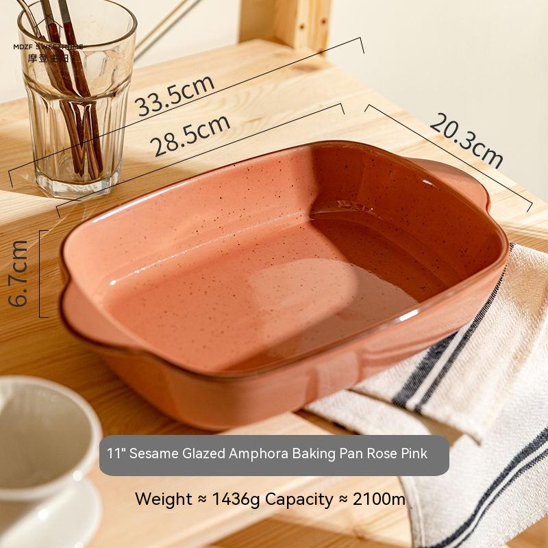 Plateau de riz cuit Bol de cuisson en céramique avec deux oreilles plaque micro-ondes de ménage